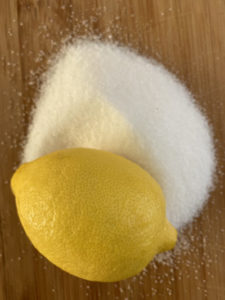 Sugar and Lemon for homemade foot scrub